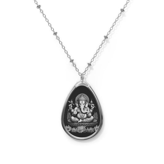 Lord Ganesh Ganesha Lose your mind and find your soul Oval Necklace