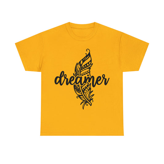Dreamer Feather Unisex Heavy Cotton Tee - Gold / S - Gold / M - Gold / L - Gold / XL - Gold / 2XL - Gold / 3XL