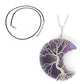 Natural Crystal Moon Pendant - Purple necklace