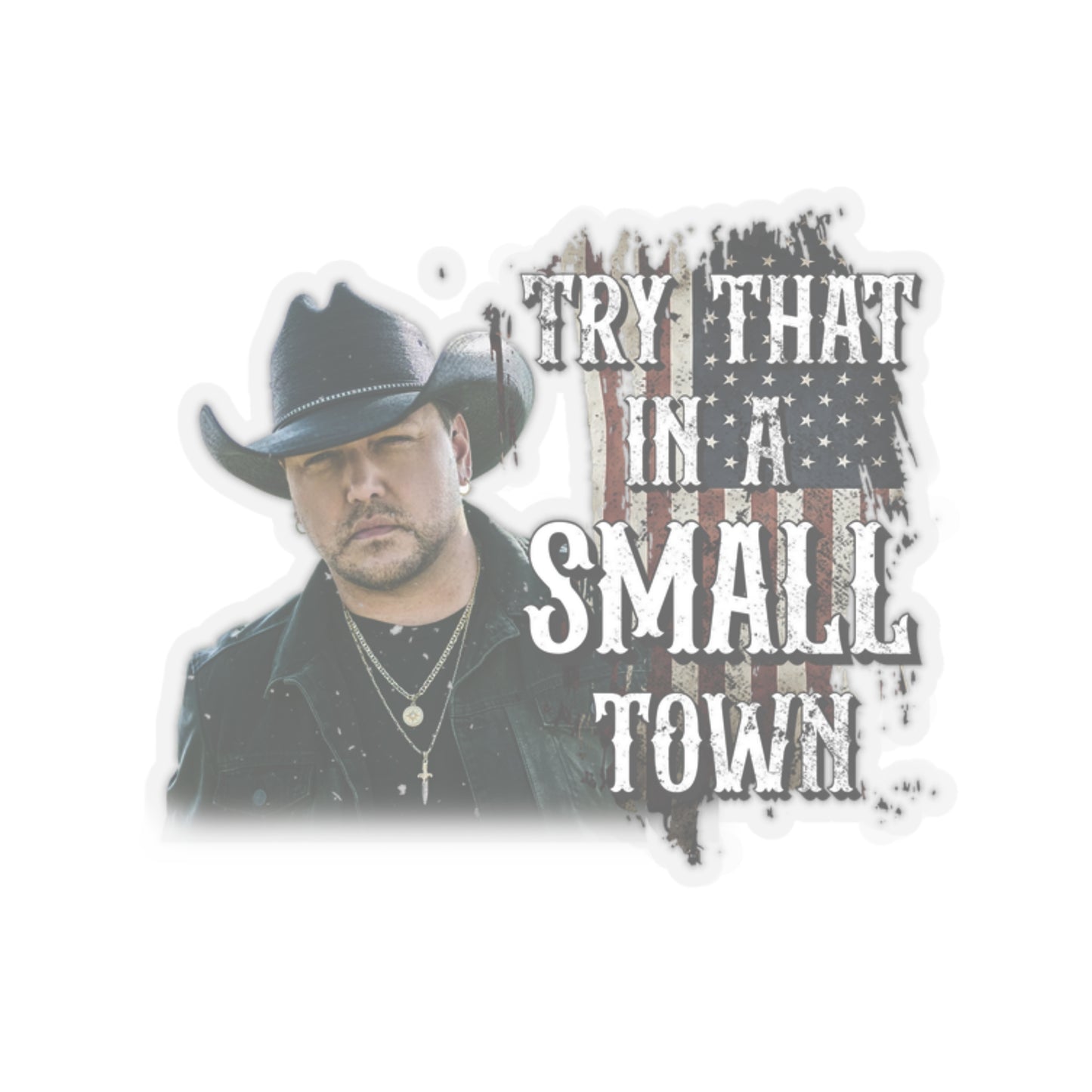 Try that in a small town Jason Aldean Kiss-Cut Stickers decals - 2" × 2" / Transparent
