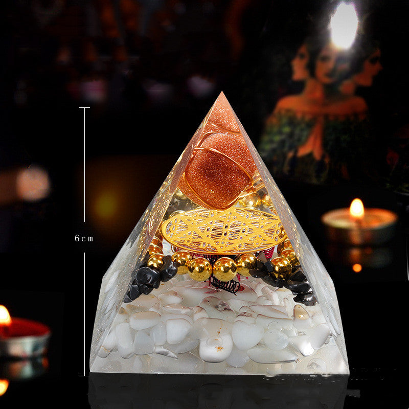 Natural Crystal Crushed Stone Creative Energy Pyramid - 7 Style