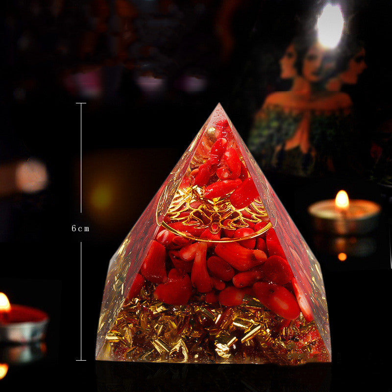Natural Crystal Crushed Stone Creative Energy Pyramid