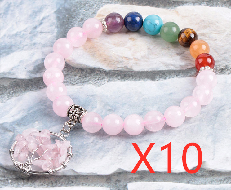 Crystal Beaded Bracelet - Seven chakras 10PCS