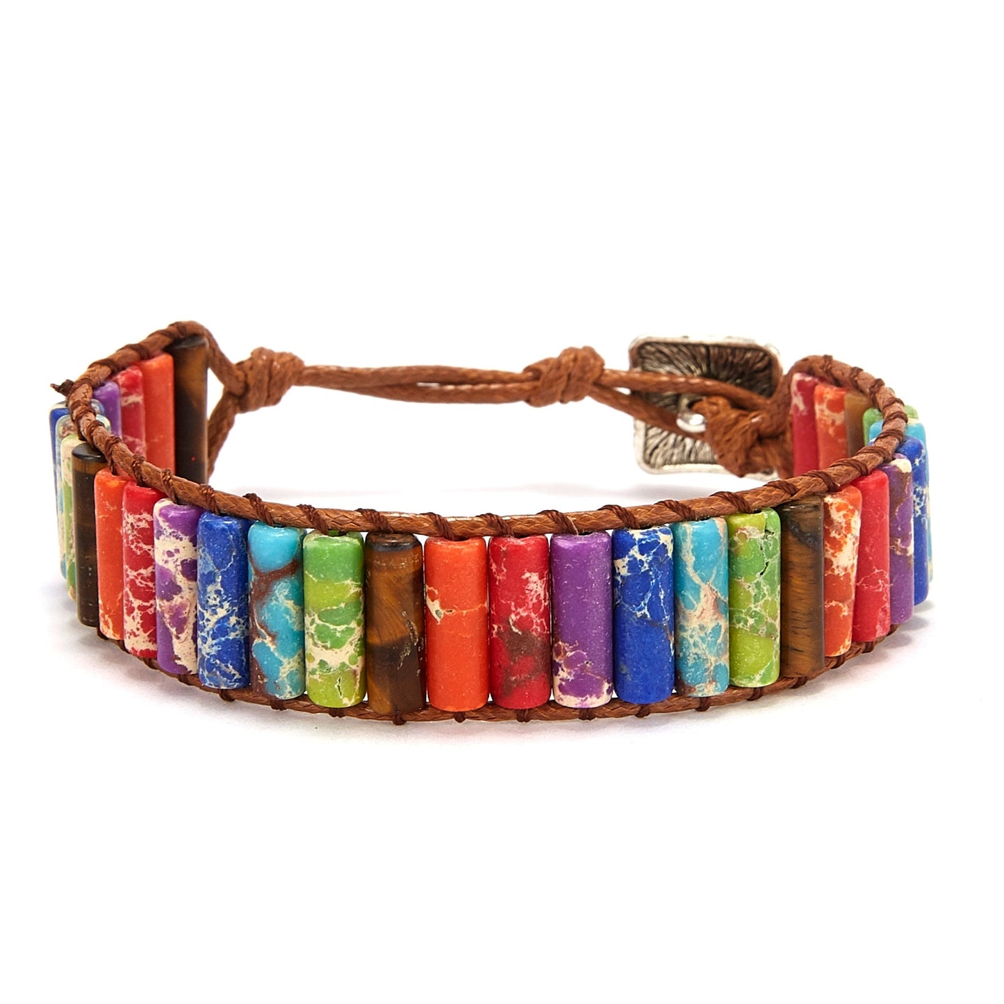 New Fashion Mixed Color Natural Stone Bracelet For Women Men Chakra Heart Wrap Leather Chain Bracelet&Bangle Charm Jewelry - BR18Y0734-3 / Adjustable