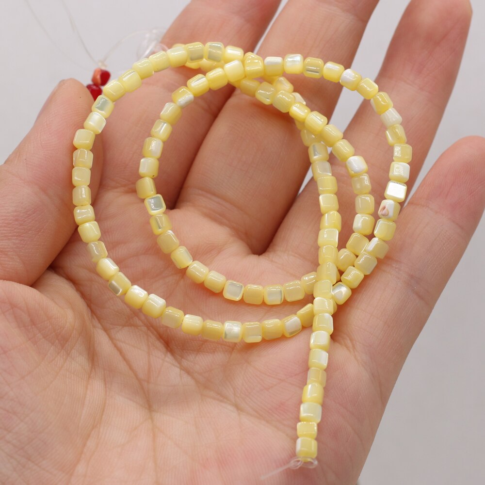Natural Stone Sea Shell Multi-color Loosely Spaced Beads Can Be Used For DIY Bracelets, Necklaces, Earrings, Jewelry Making - Bright yellow / 3.5mm