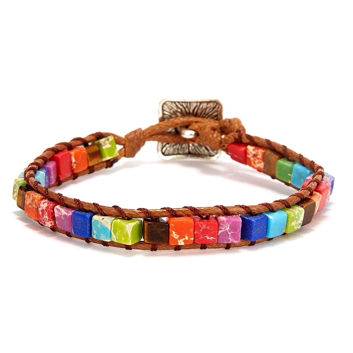 New Fashion Mixed Color Natural Stone Bracelet For Women Men Chakra Heart Wrap Leather Chain Bracelet&Bangle Charm Jewelry - BR18Y0734-1 / Adjustable