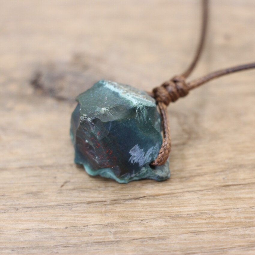 Healing Reiki Raw Stone Mineral Pendants Necklace,Natural Crystal Fluorite Rose Quartzs Tourmaline Agates Apatite Jewelry,QC3014 - Moss Agate