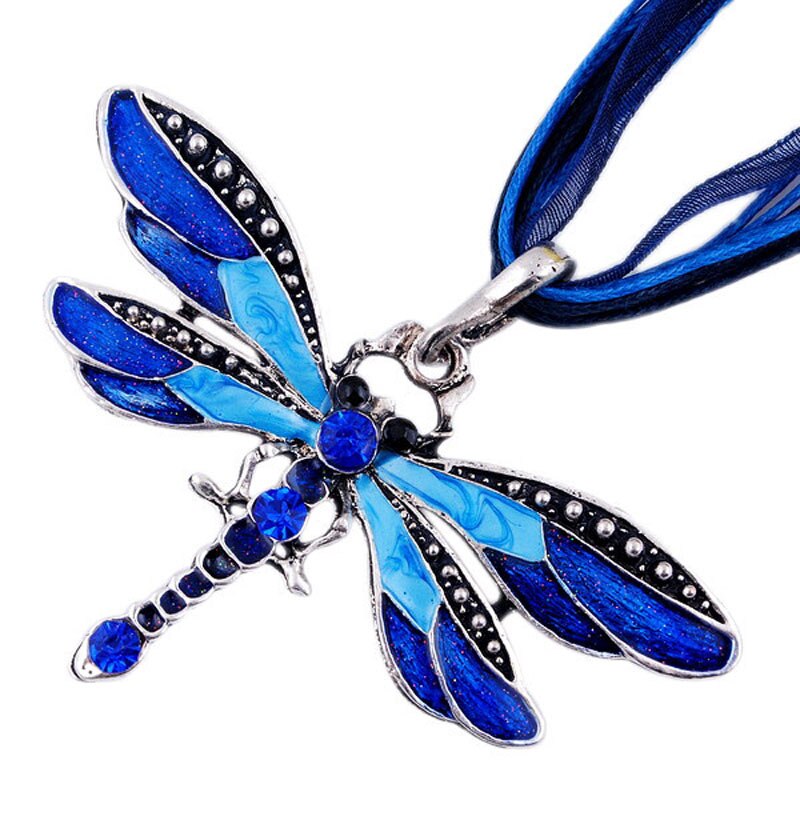 SUMENG New ParagraphWomen Crystal Dragonfly Ribbon Casual Pendant Necklace For Women Ewelry 2023 Gifts - Blue