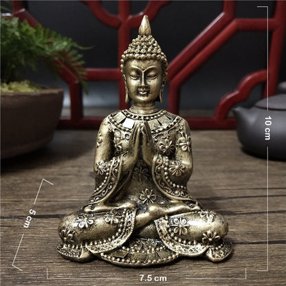 Thailand Buddha Statues Home Decoration Bronze Color Resin Crafts Meditation Buddha Sculpture Feng Shui Figurines Ornaments - Bronze1