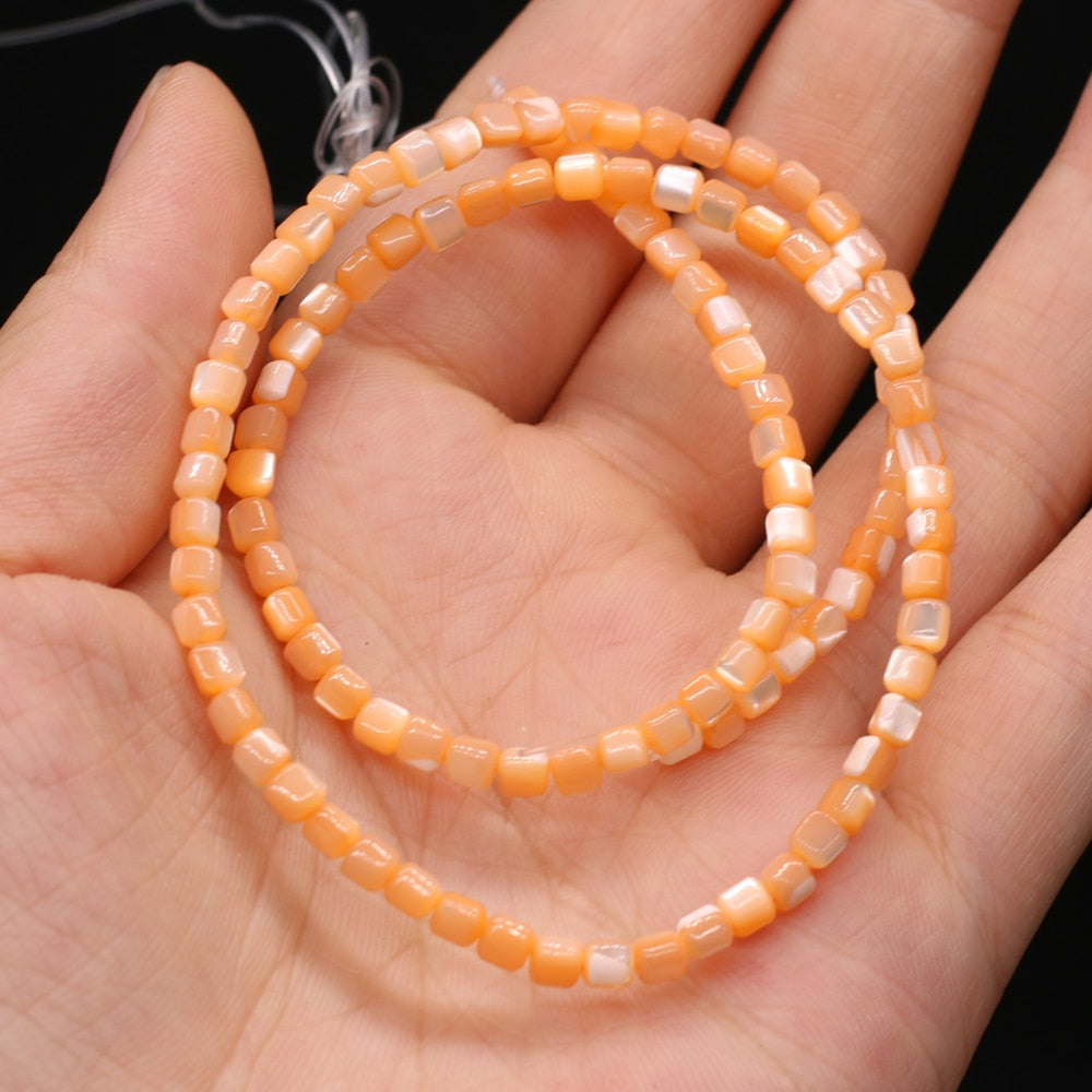 Natural Stone Sea Shell Multi-color Loosely Spaced Beads Can Be Used For DIY Bracelets, Necklaces, Earrings, Jewelry Making - orange / 3.5mm