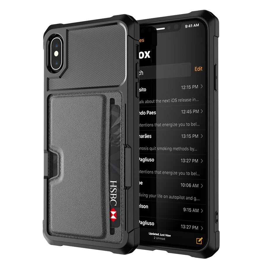 IQD Leather Case For iPhone X Xs Max Xr Cover Car Magnet Card holder For iPhone 8 7 6 6s Plus protective cover Wallet Cases