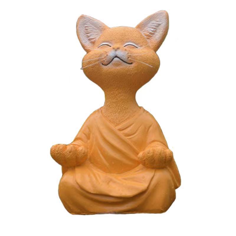 Whimsical Black Buddha Cat Figurine Meditation Yoga Collectible Happy Cat Decor Art Sculptures Outdoor Garden Statues Figurines - Yellow