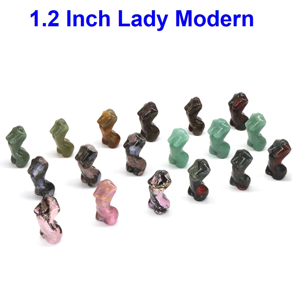 10PCS/ Set Mix Natural Stones Animal Statue Healing Crystal Plant Figurine Gemstone Carved Angel Wicca Craft Decor Wholesale Lot - Lady Modern 1.2 IN