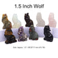10PCS/ Set Mix Natural Stones Animal Statue Healing Crystal Plant Figurine Gemstone Carved Angel Wicca Craft Decor Wholesale Lot - Wolf 1.5 IN