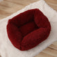 Comfortable Dog Bed Sleeping Pad Soft Cat Bed Square Pillow Bed Fluffy Plush Puppy Cushion Pet Supplies - Red wine / XL 75x65cm