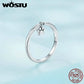 WOSTU Real 925 Sterling Silver Lovely Cat Pet Claw Link Rings For Women Cute Animal Ring Girl Birthday Jewlery Dog Lover Gift
