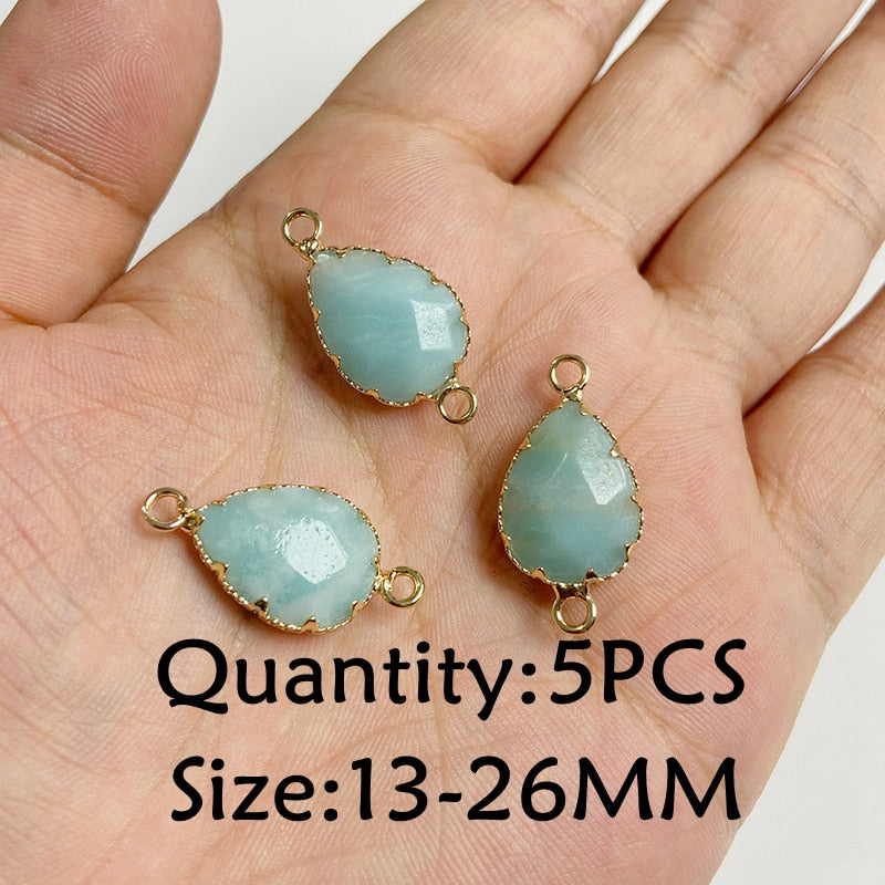 Natural Stone Amazonite Pendant Blue Semi-precious Pendants Connector Charm Make Jewelry Necklace Earring Accessories Finding - NO.2