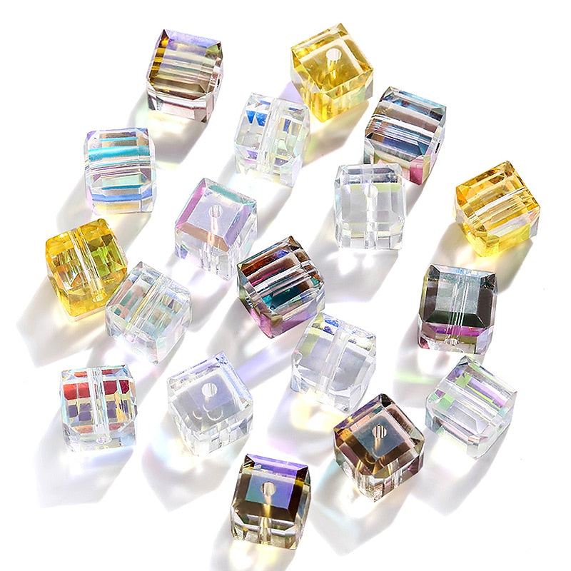 50/100PCS 4/6/8mm Crystal Beads AB Colorful Cube Austria Beads for Jewelry Making Glass Beads DIY Bracelet Earrings Necklace