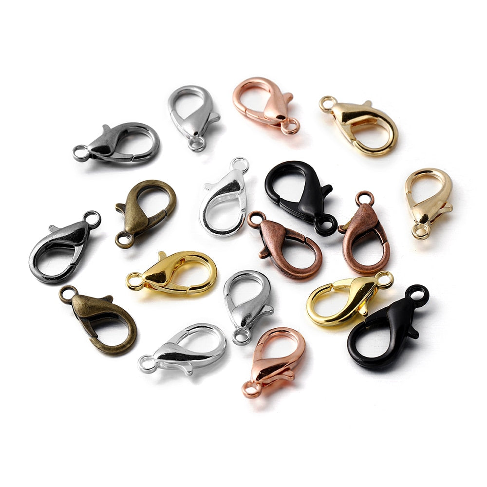 100pcs/lot Metal Lobster Clasps for Bracelets Necklaces Hooks Chain Closure Accessories for  DIY Jewelry Making Findings