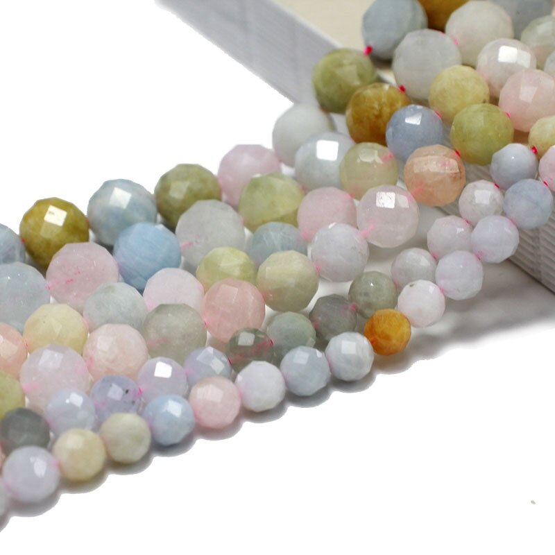 Fine 100% Natural Stone Faceted Amethyst Purple Round Gemstone Spacer Beads For Jewelry Making  DIY Bracelet Necklace 6/8/10MM - Morganite / 6mm 29-31pcs - Morganite / 8mm 21-23pcs - Morganite / 10mm 17-19pcs
