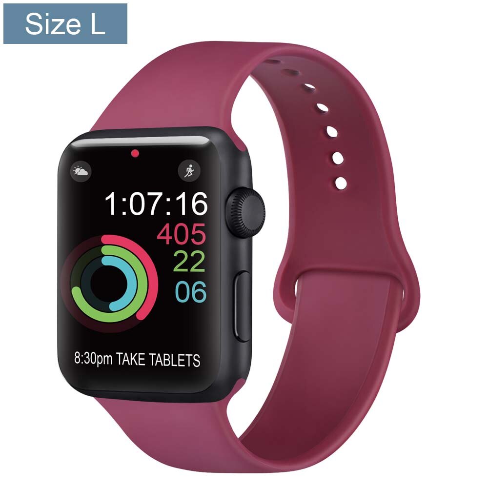 Silicone Bracelet Band For Apple Watch Strap 8 7 6 5 4 3 2 SE 42MM 38MM 44MM 40MM Strap For iWatch 41MM 45MM Smart Watch correa - Size L Wine Red / 38mm 40mm 41mm - Size L Wine Red / 42mm 44mm 45mm