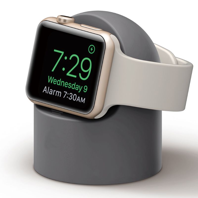 Silicone Charger Stand For Apple Watch Series 7/6/SE/5/4/3/2/1 Desk Holder Bracket For iWatch (45/44/42/41/40/38mm)  Accessories - Dark Grey stand