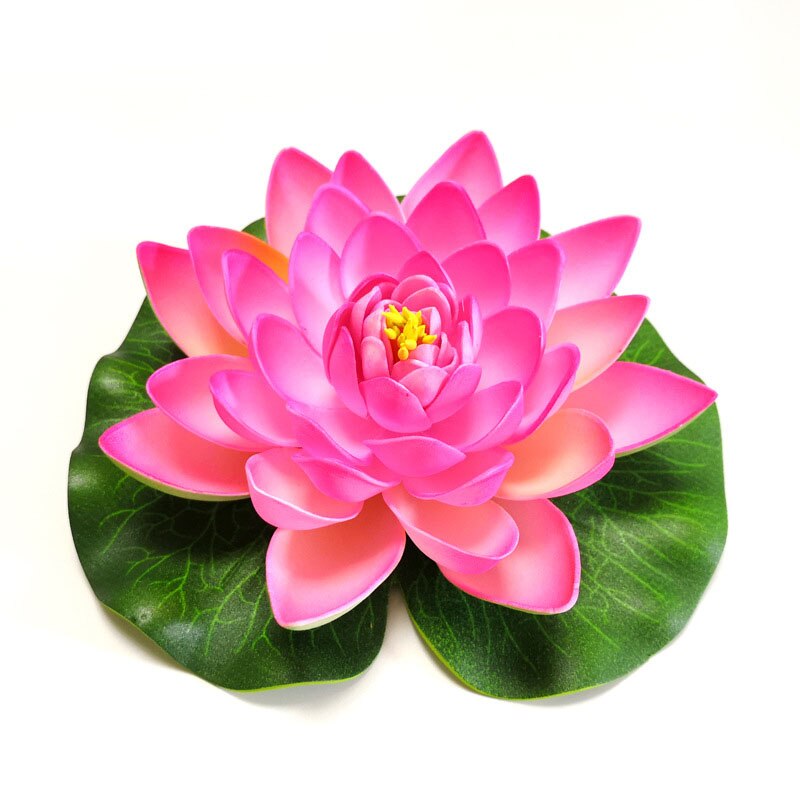 10/17/28/40/60cm Lotus Artificial Flower Floating Fake Lotus Plant Lifelike Water Lily Micro Landscape for Pond Garden Decor - 17cm pink