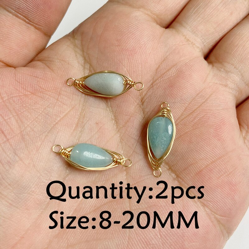 Natural Stone Amazonite Pendant Blue Semi-precious Pendants Connector Charm Make Jewelry Necklace Earring Accessories Finding - NO.8