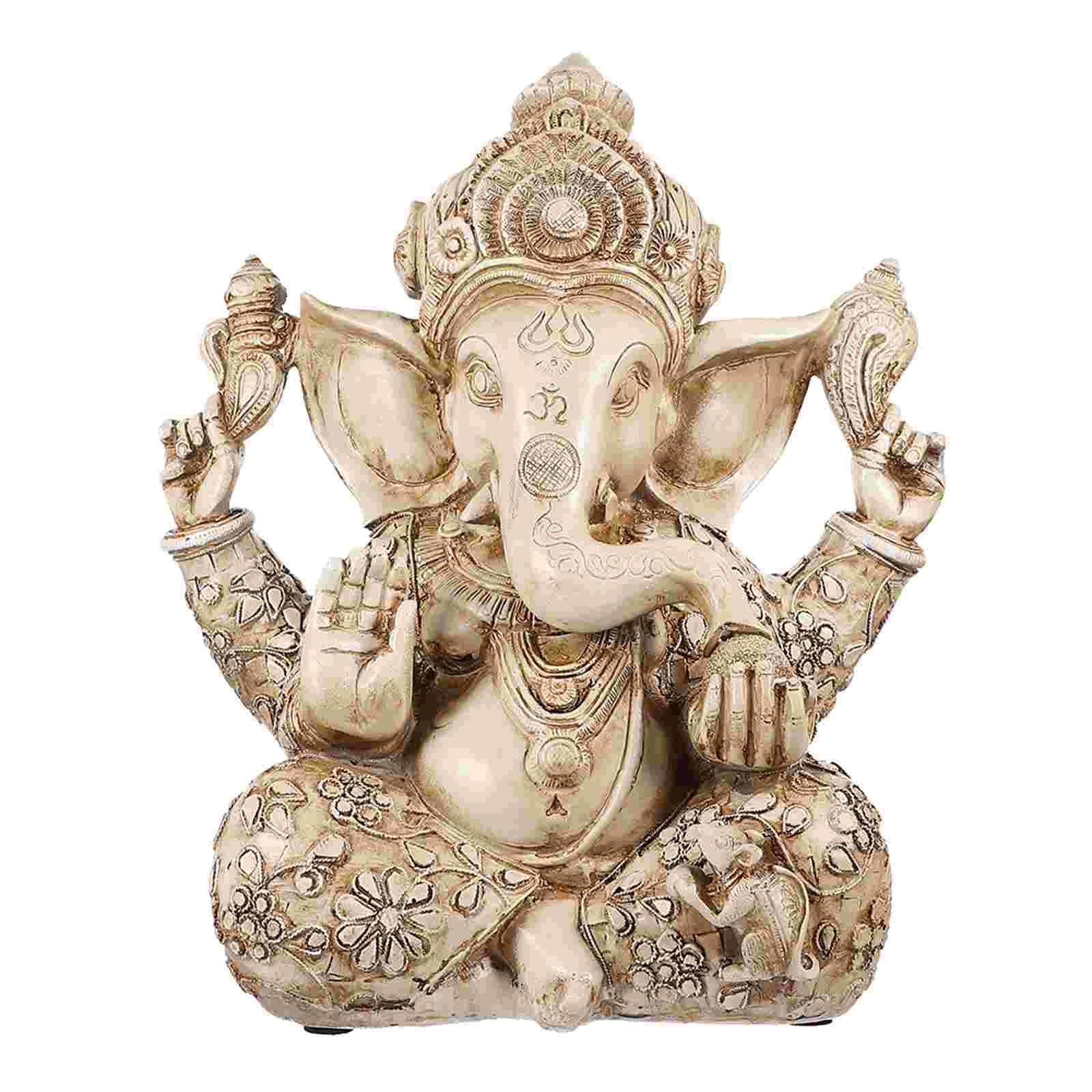 Resin Lord Ganesha Decoration Elephant God Statue Wealth Sculpture Gifts