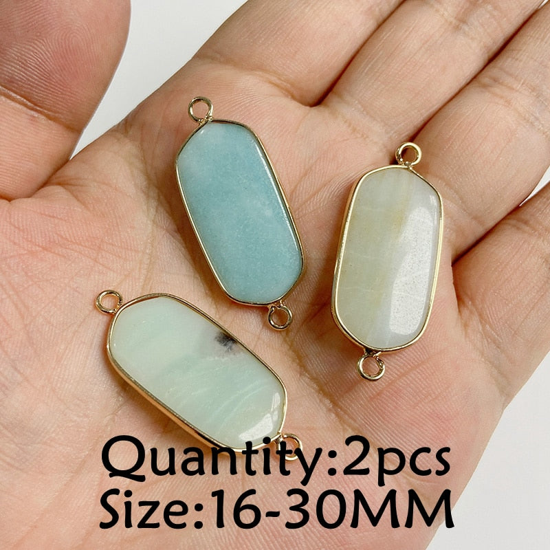 Natural Stone Amazonite Pendant Blue Semi-precious Pendants Connector Charm Make Jewelry Necklace Earring Accessories Finding - NO.17