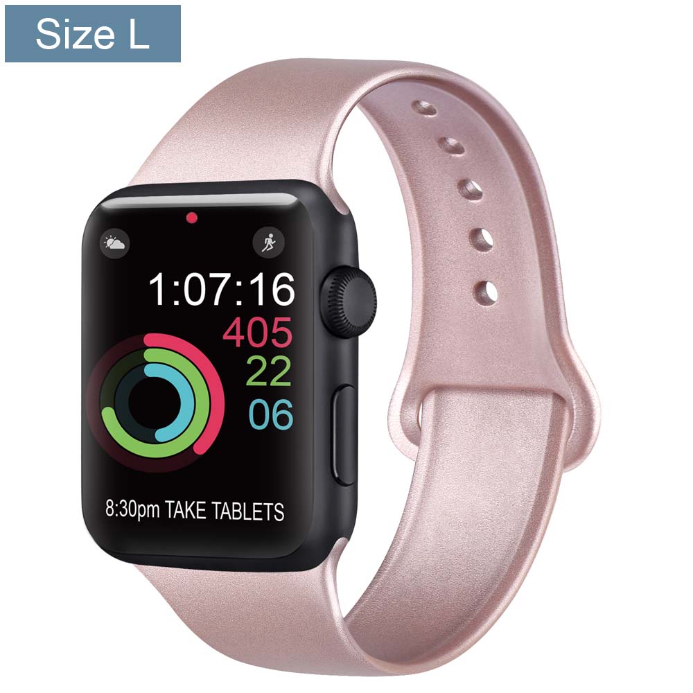 Silicone Bracelet Band For Apple Watch Strap 8 7 6 5 4 3 2 SE 42MM 38MM 44MM 40MM Strap For iWatch 41MM 45MM Smart Watch correa - Size L Rose Gold / 38mm 40mm 41mm - Size L Rose Gold / 42mm 44mm 45mm