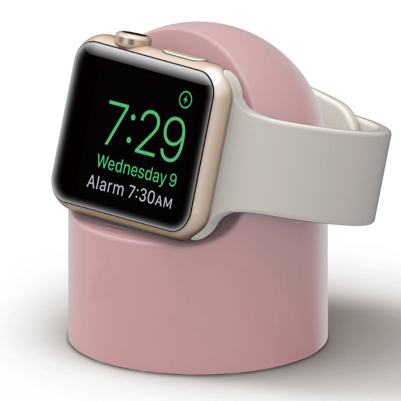 Silicone Charger Stand For Apple Watch Series 7/6/SE/5/4/3/2/1 Desk Holder Bracket For iWatch (45/44/42/41/40/38mm)  Accessories - Pink stand