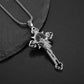 Saint St. Benedict Jesus Cross Pendant Necklace Men and Women Religious Christian Catholic Amulet Stainless Steel Jewelry - AL18944-Silver
