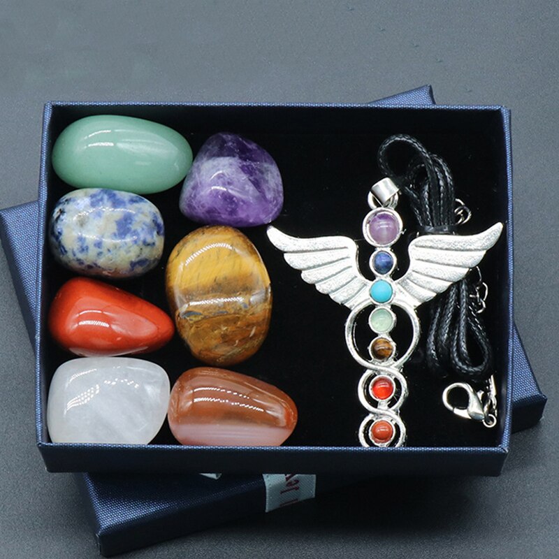 Chakra Yoga Reiki Stone Set for Healing Meditation Natural Crystal Stones Quartz Gemstones Necklace Collection Home Decor Craft