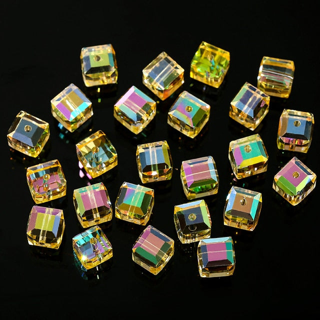 50/100PCS 4/6/8mm Crystal Beads AB Colorful Cube Austria Beads for Jewelry Making Glass Beads DIY Bracelet Earrings Necklace - Color5 / China / 4mm-100PCS - Color5 / China / 6mm-100PCS - Color5 / China / 8mm-50PCS