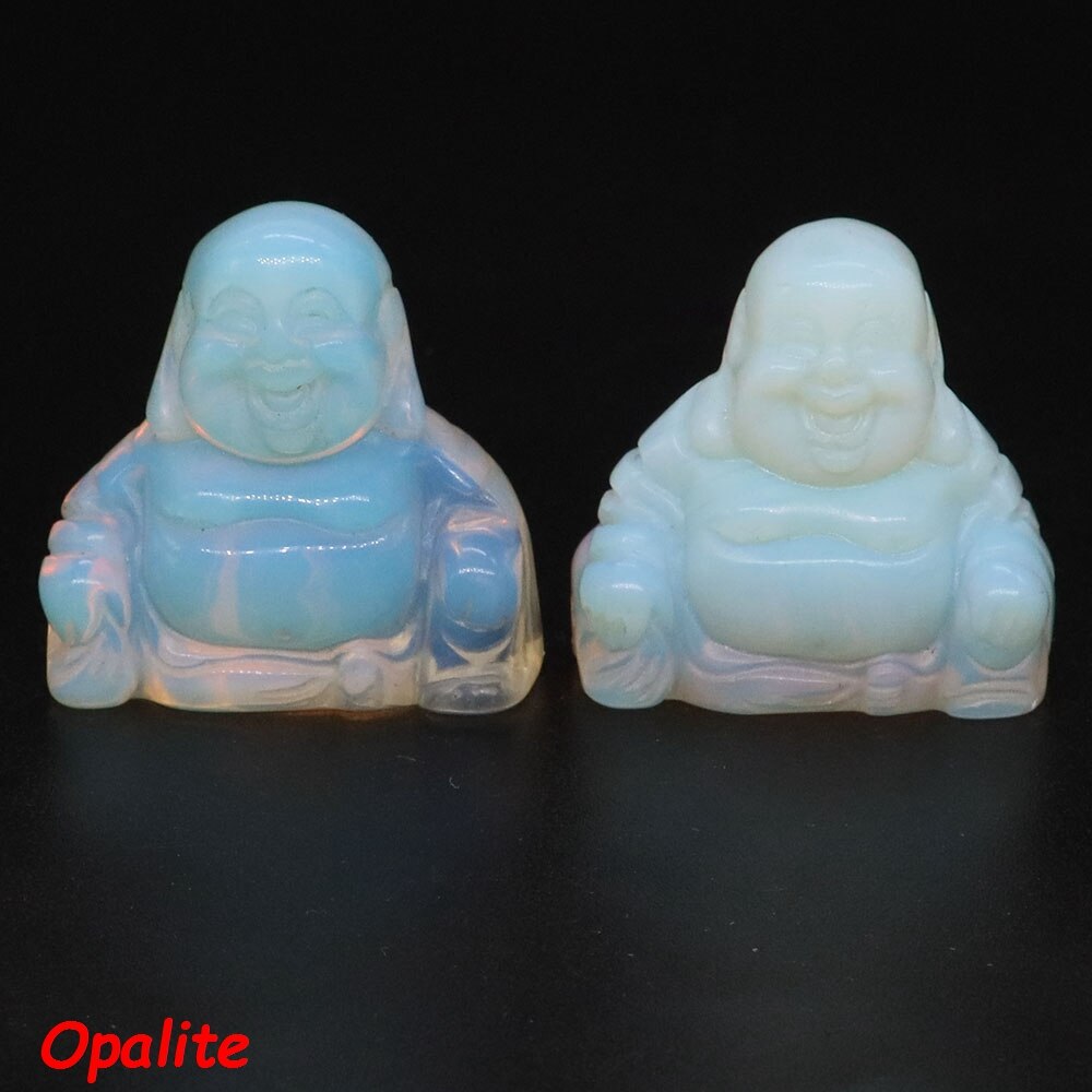 36mm Buddha Statue Natural Healing Crystals Reiki Chakra Spiritual Hand Carved Stones Maitreya Figurines Crafts Home Lucky Decor - Opalite / 1 PC - Opalite / 5 PCS - Opalite / 10 PCS - Opalite / 20 PCS