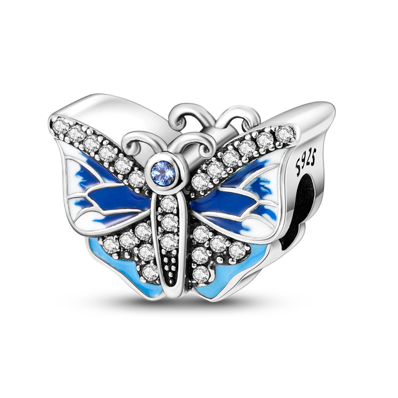 100% 925 Sterling Silver Firefly Charms Evil Eye Hot Air Balloon Blue Charms Fit Pandora Original Bracelet DIY Jewelry Making - KJC365