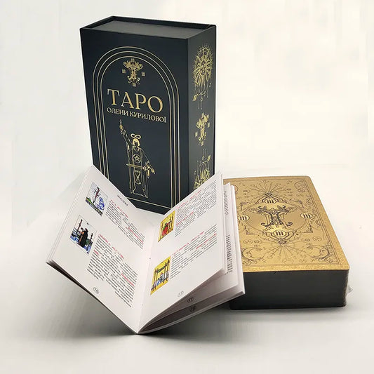 Exquisite Gold Foil Tarot Waterproof Divination Cards Astrological Board Games With Booklet In Ukrainian Language