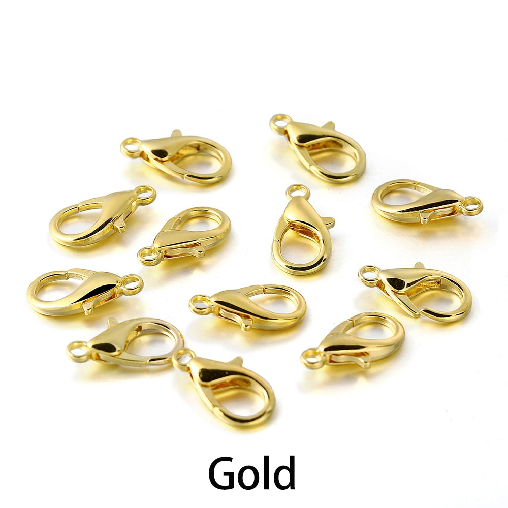 100pcs/lot Metal Lobster Clasps for Bracelets Necklaces Hooks Chain Closure Accessories for  DIY Jewelry Making Findings - Gold / 10x5mm 100pcs - Gold / 12x6mm 100pcs - Gold / 14x7mm 100pcs - Gold / 16x9mm 100pcs - Gold / 18x10mm 100pcs
