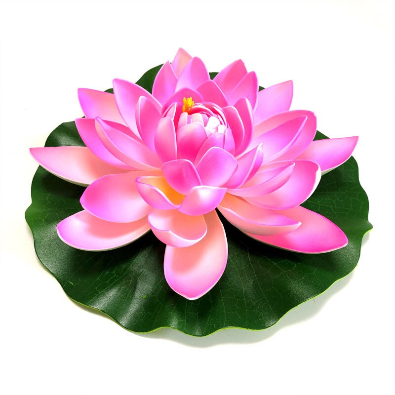 10/17/28/40/60cm Lotus Artificial Flower Floating Fake Lotus Plant Lifelike Water Lily Micro Landscape for Pond Garden Decor - 28cm pink