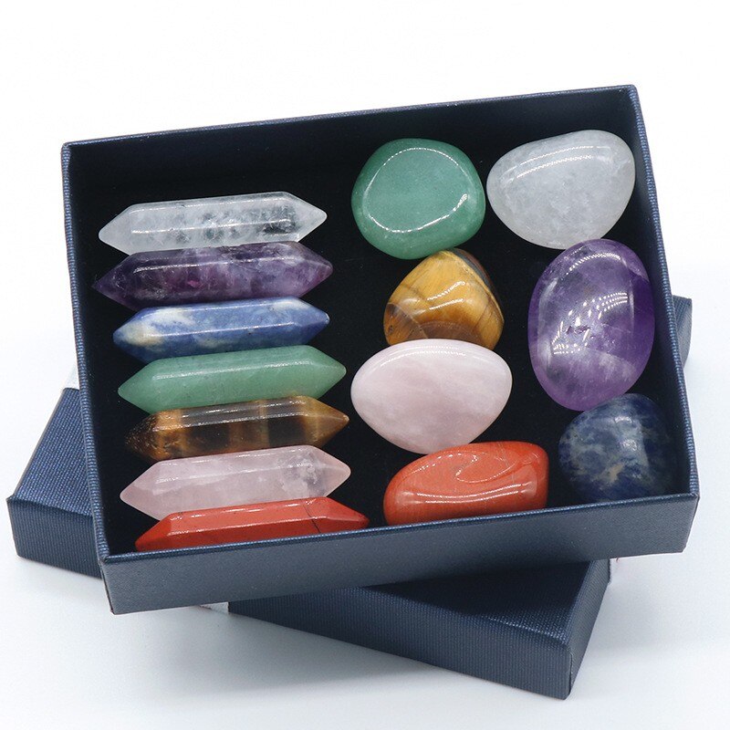 Chakra Yoga Reiki Stone Set for Healing Meditation Natural Crystal Stones Quartz Gemstones Necklace Collection Home Decor Craft - 11-14Pcs