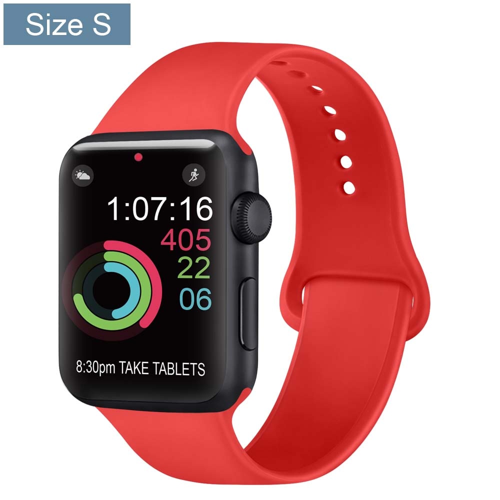 Silicone Bracelet Band For Apple Watch Strap 8 7 6 5 4 3 2 SE 42MM 38MM 44MM 40MM Strap For iWatch 41MM 45MM Smart Watch correa - Size S Orange Red / 38mm 40mm 41mm - Size S Orange Red / 42mm 44mm 45mm
