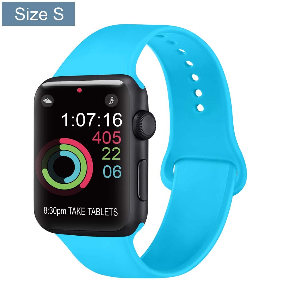 Silicone Bracelet Band For Apple Watch Strap 8 7 6 5 4 3 2 SE 42MM 38MM 44MM 40MM Strap For iWatch 41MM 45MM Smart Watch correa - Size S Teal / 38mm 40mm 41mm - Size S Teal / 42mm 44mm 45mm