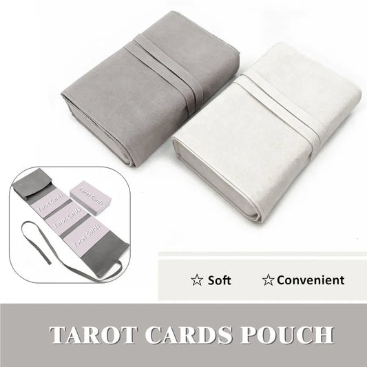 Tarot Cards Storage Bag Pouch Cloth White Gray Witch Divination Accessories Jewelry Astrology Dice Case