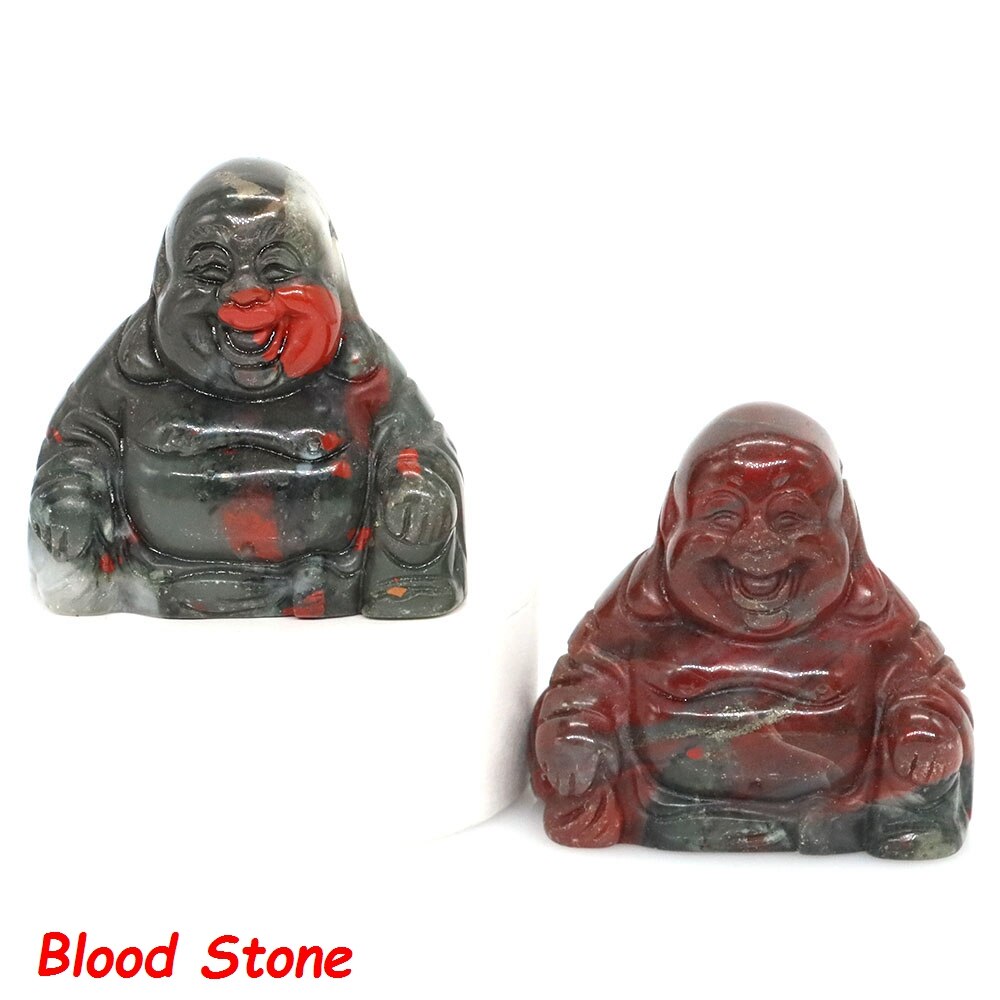 36mm Buddha Statue Natural Healing Crystals Reiki Chakra Spiritual Hand Carved Stones Maitreya Figurines Crafts Home Lucky Decor - Blood Stone / 1 PC - Blood Stone / 5 PCS - Blood Stone / 10 PCS - Blood Stone / 20 PCS