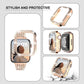 For Apple Watch Bands 45mm 41mm 40mm 42mm 44mm Women Glitter Metal Strap Diamond Protective Case iWatch Series 8 7 6 5 4 3 2 SE