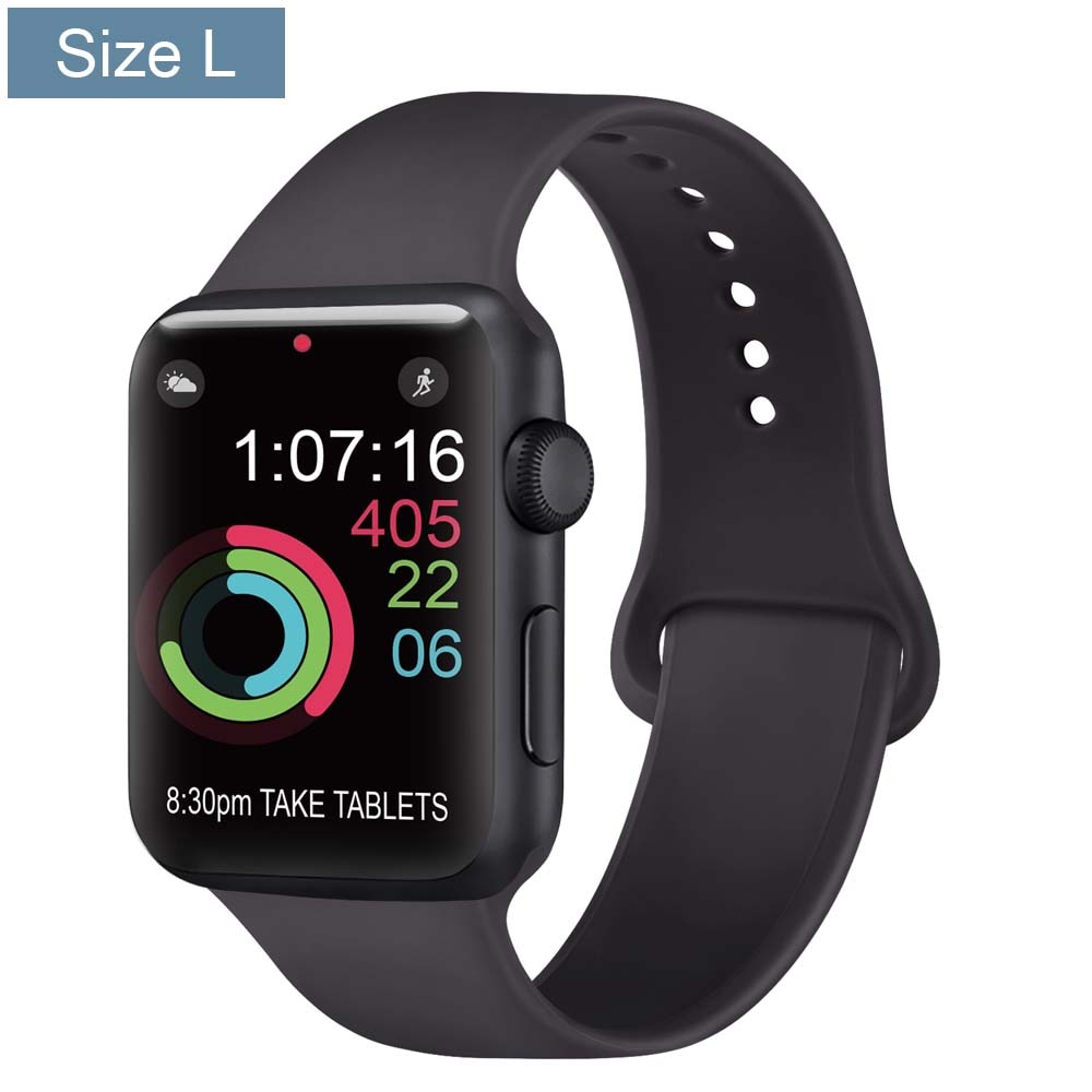Silicone Bracelet Band For Apple Watch Strap 8 7 6 5 4 3 2 SE 42MM 38MM 44MM 40MM Strap For iWatch 41MM 45MM Smart Watch correa - Size L Black / 38mm 40mm 41mm - Size L Black / 42mm 44mm 45mm