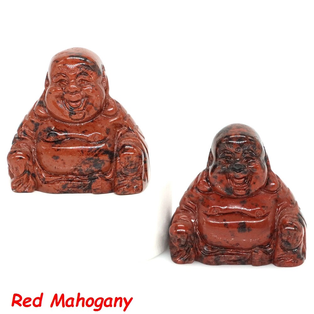 36mm Buddha Statue Natural Healing Crystals Reiki Chakra Spiritual Hand Carved Stones Maitreya Figurines Crafts Home Lucky Decor - Red Mahogany / 1 PC - Red Mahogany / 5 PCS - Red Mahogany / 10 PCS - Red Mahogany / 20 PCS