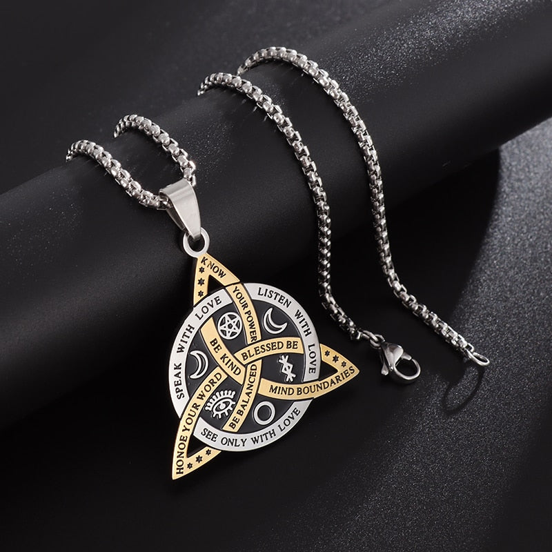 Magic Witch Necklace Women\\'s Vintage Blood Pack Removable Witch Wand Pendant Cosplay Jewelry Couple New Lover Gift - AL4578-Gold