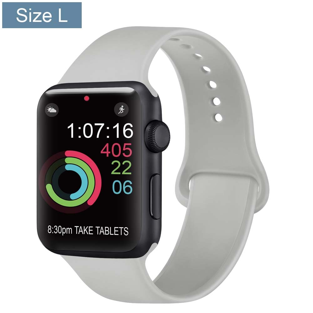 Silicone Bracelet Band For Apple Watch Strap 8 7 6 5 4 3 2 SE 42MM 38MM 44MM 40MM Strap For iWatch 41MM 45MM Smart Watch correa - Size L Gray / 38mm 40mm 41mm - Size L Gray / 42mm 44mm 45mm
